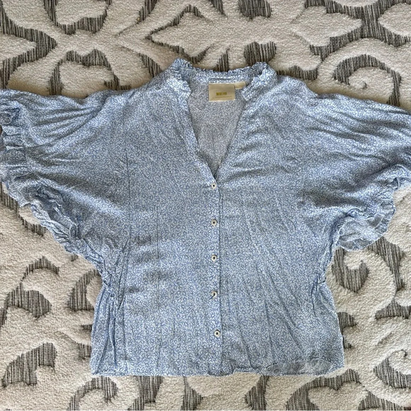 MAEVE Anthropologie Flutter-Sleeved Button down Sz S - Picture 3 of 4